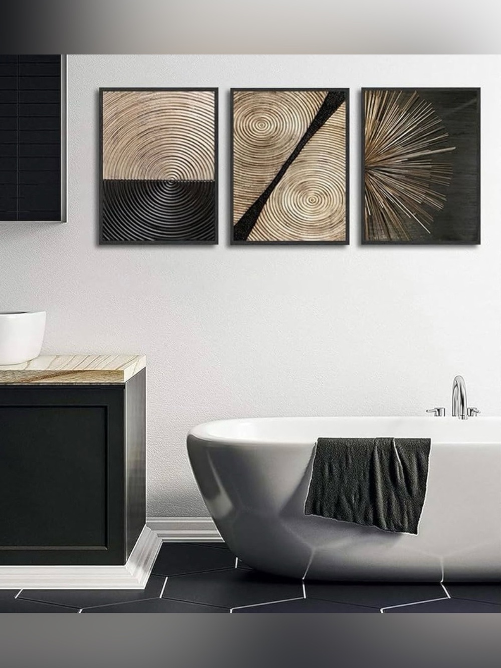 Brand New! 3pcs Modern Retro Canvas Wall Art (unframed) Black & Beige